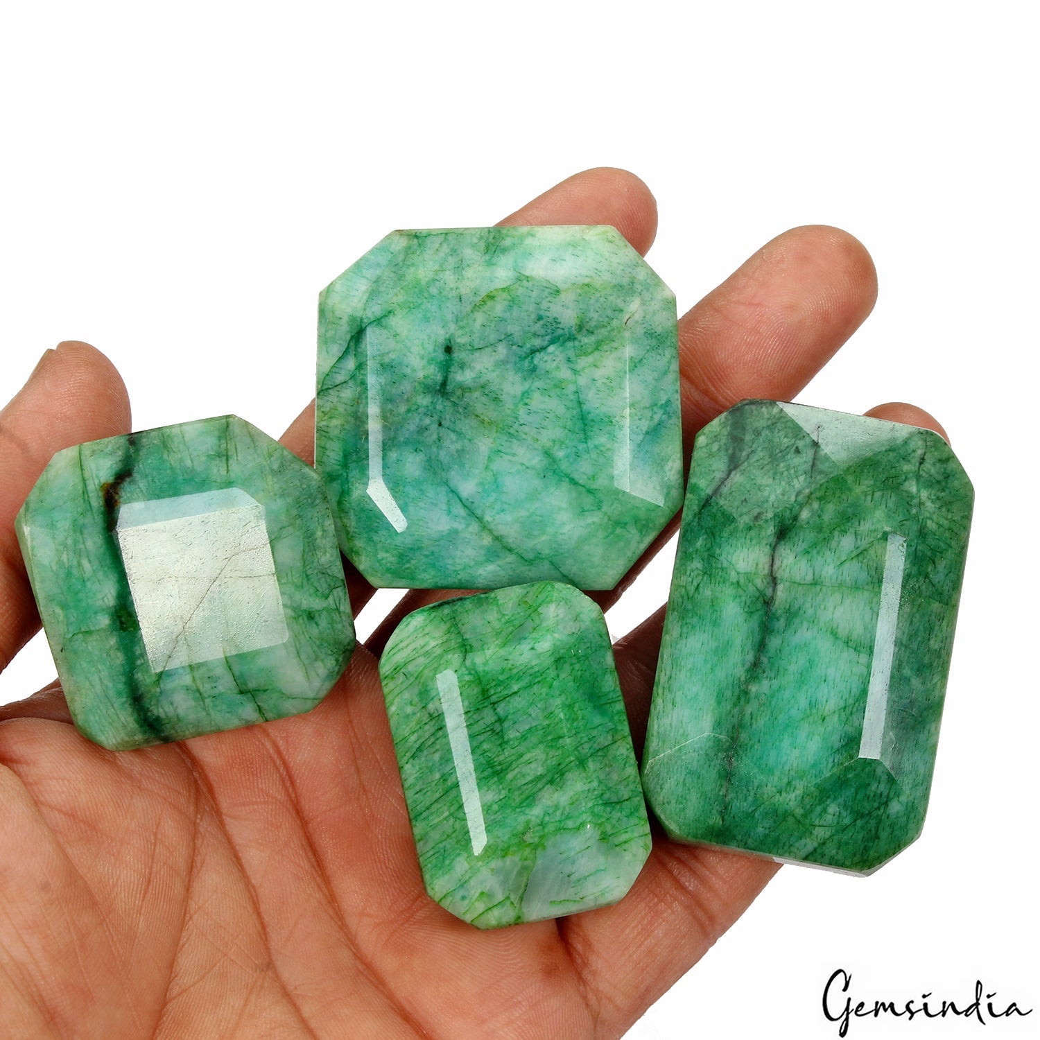 4 Pcs Natural Green Emerald Octagon Cut Loose 37mm-55mm Gemstones Lot ~ 1240 Cts