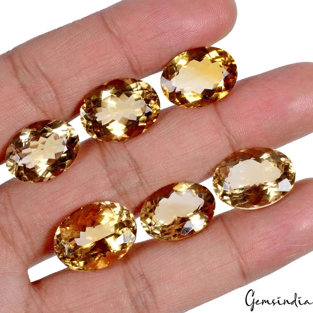 Citrine Lot, Loose Gemstone, Untreated, Yellow — 6 Pieces, 17mm to 19mm, 77.00 Ct, Brazil
