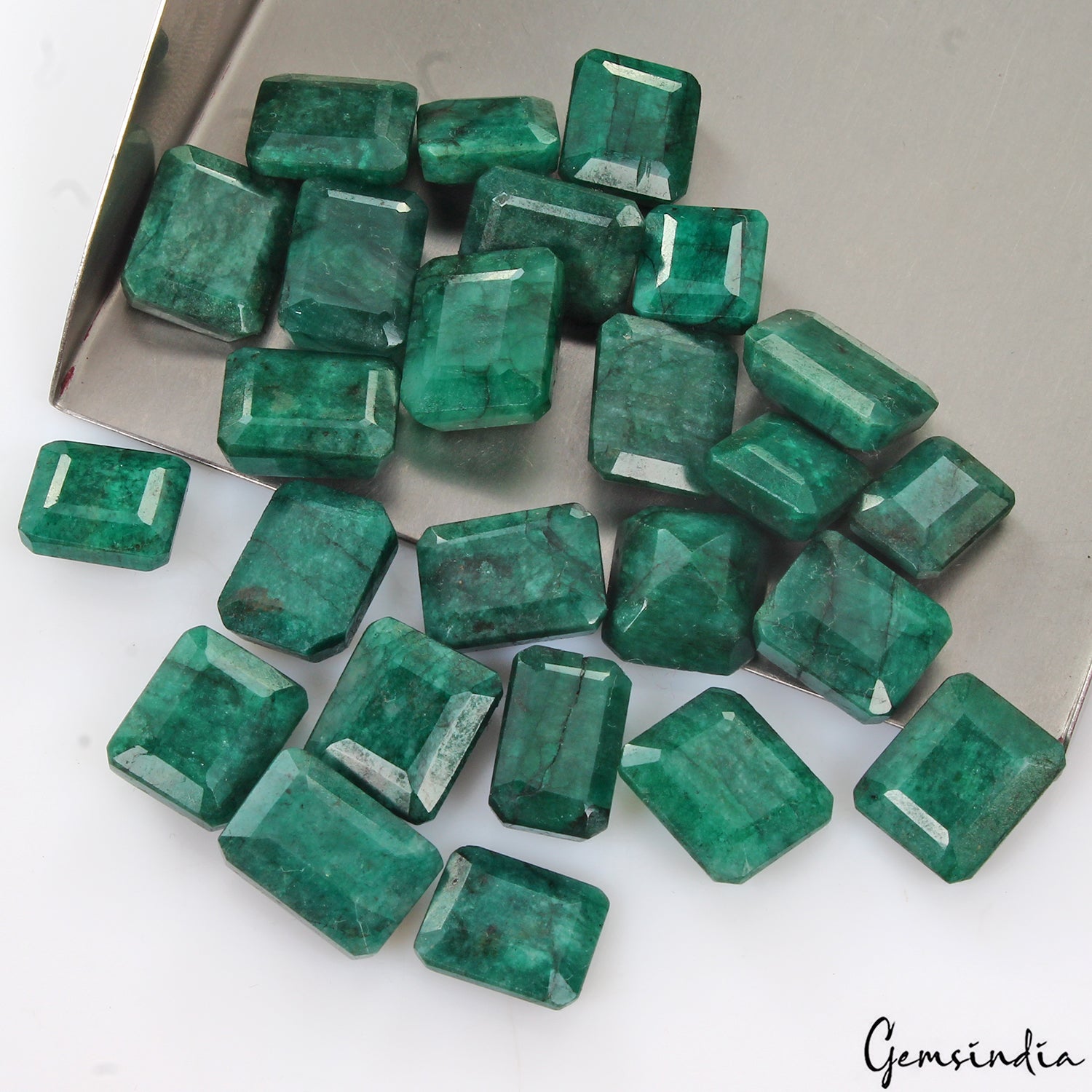 228.20 Cts/25 Pcs Natural Brazilian Green Emerald Octagon Cut Loose Gems Jewelry