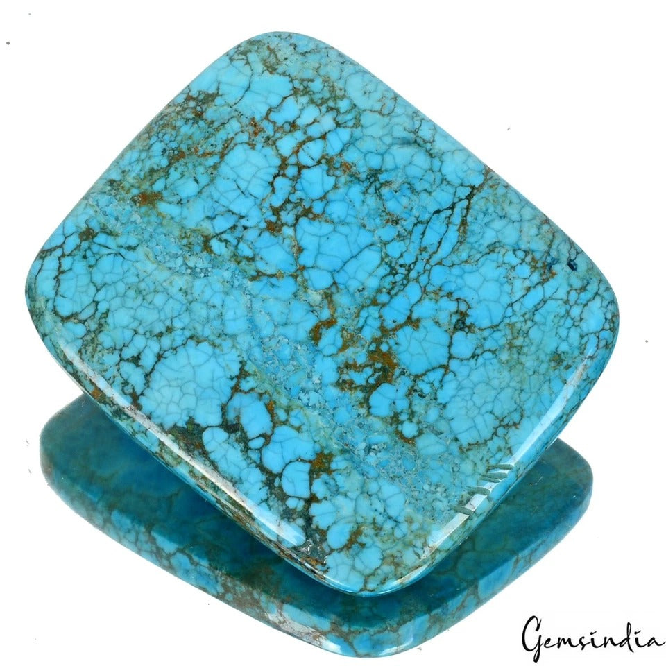 Huge 169 Ct USA Arizona Spiderweb Blue Turquoise Cushion Cabochon Loose Gemstone