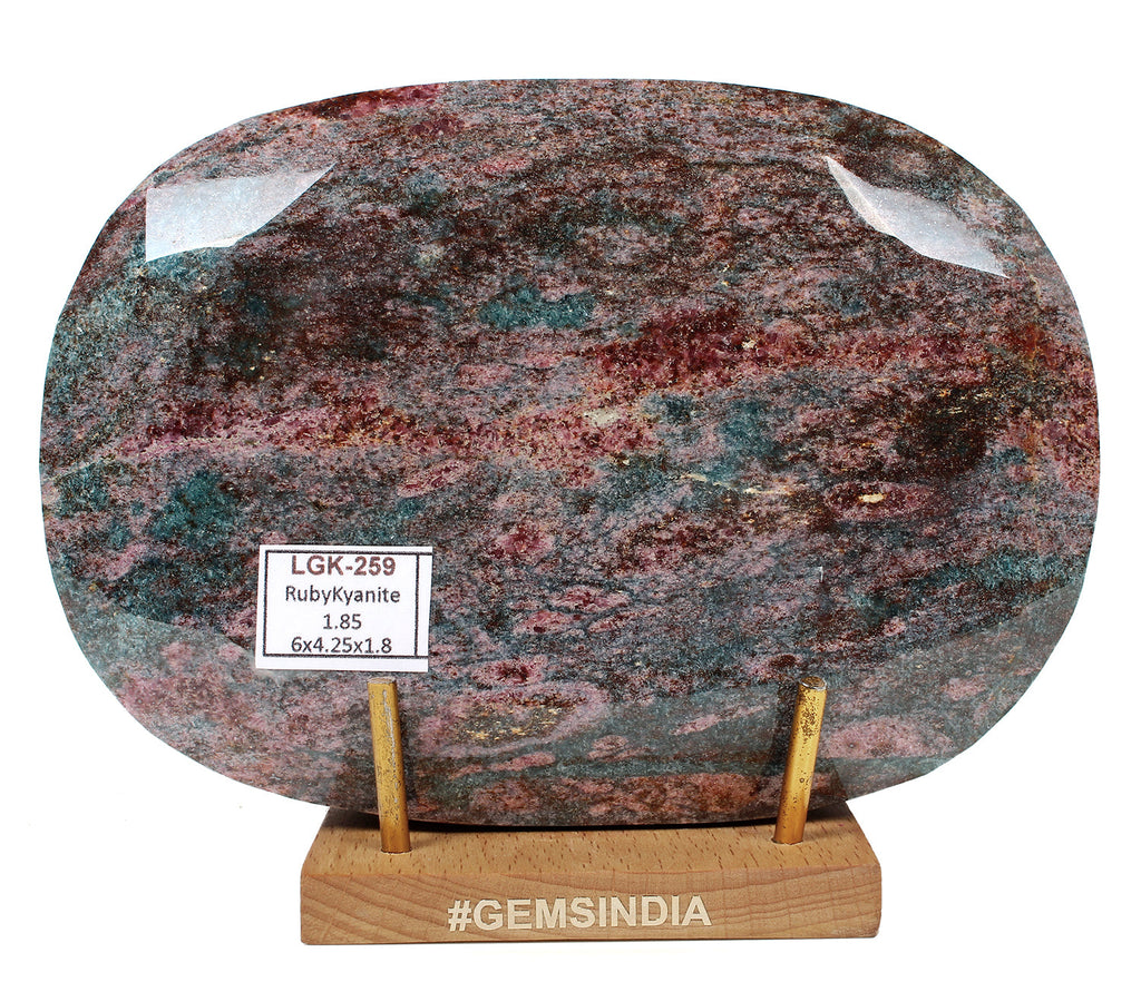 Rare 1.8 Kilo Large Natural Blue Kyanite with Ruby Faceted Oval Loose Gemstone G