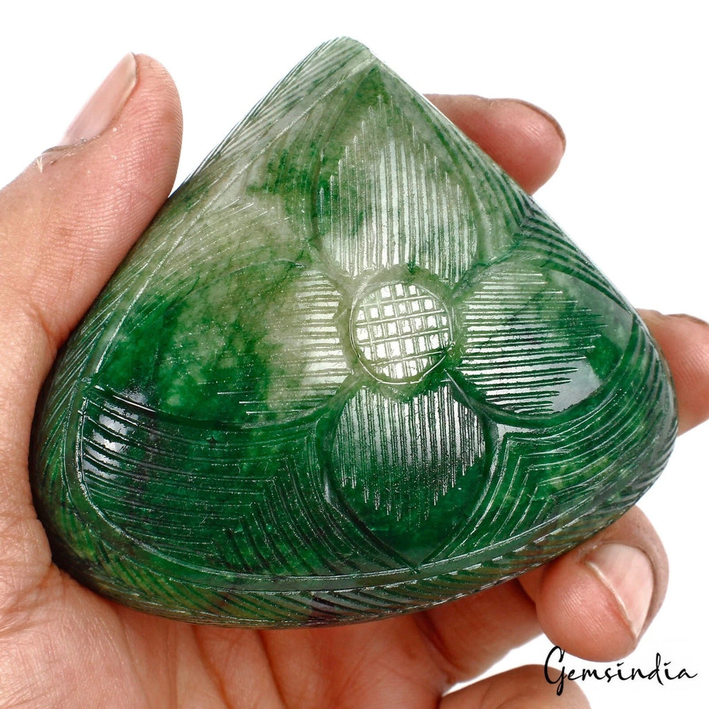 1220 Cts Natural Brazilian Green Emerald Pear Both Side Carving Huge Loose Gem