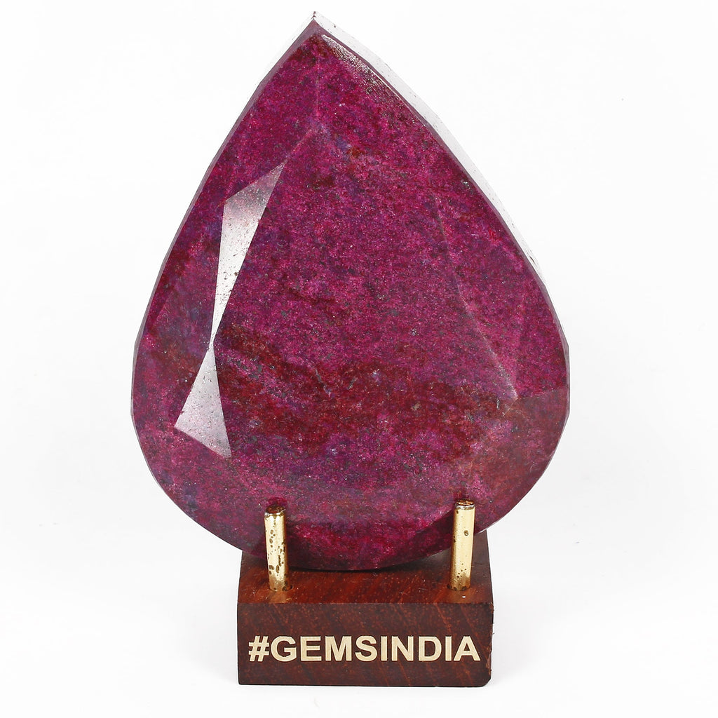 Certified 1750 Cts Natural Dark Red Ruby Pear Faceted Huge Loose Museum Size Gem