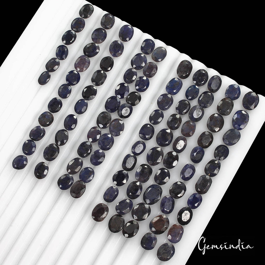 230 Ct/97 Pcs Natural African Blue Sapphire Oval Faceted Cut Gem Lot For Jewelry