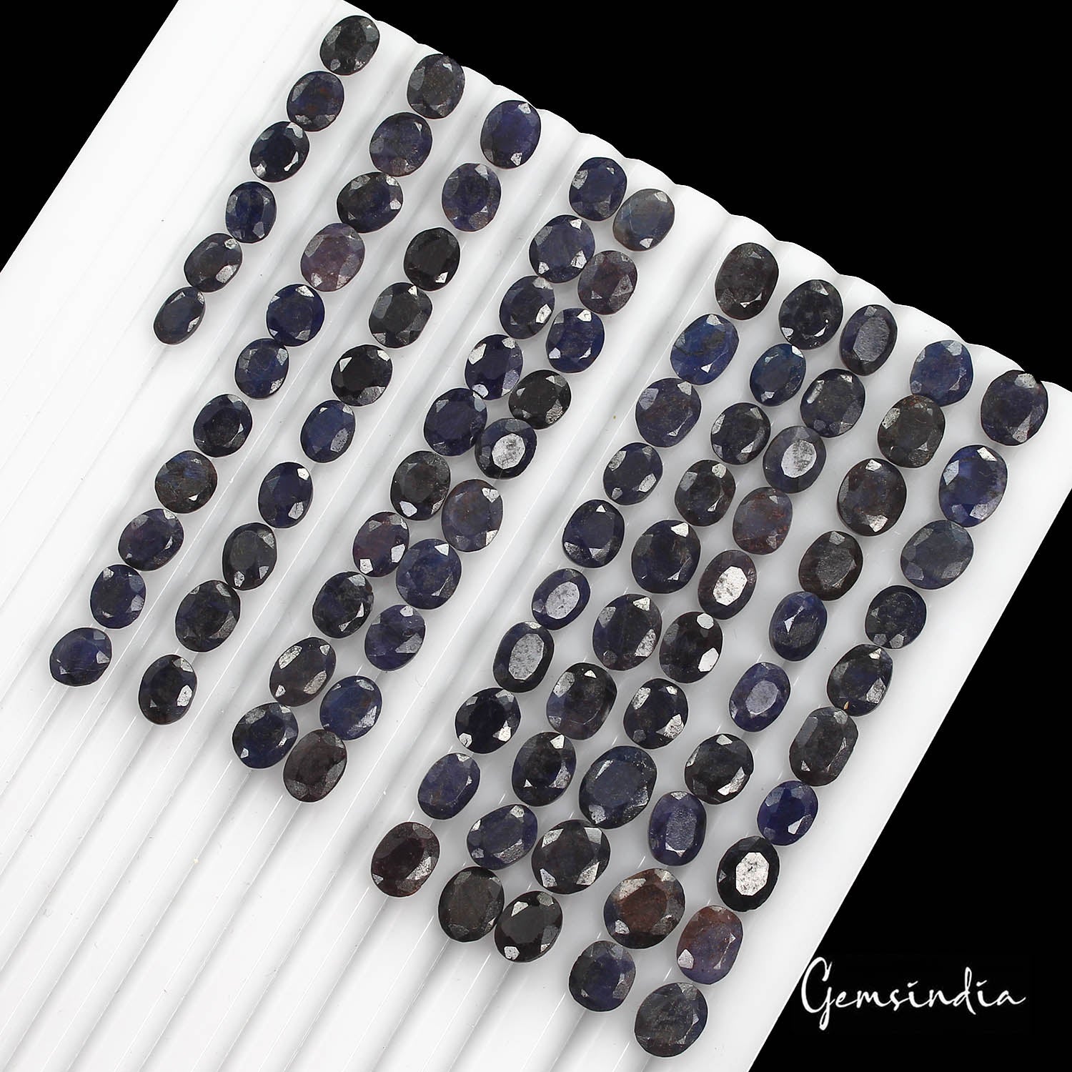 230 Ct/97 Pcs Natural African Blue Sapphire Oval Faceted Cut Gem Lot For Jewelry