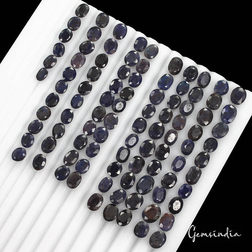 African Blue Sapphire Lot, Loose Gemstone, Color Enhanced — 97 Pieces, 7mm to 10mm, 230 Ct, Africa