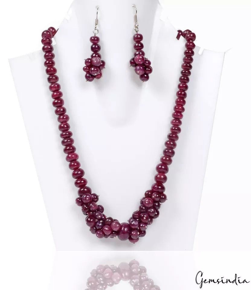 Ruby Necklace, Dark Red — 7mm to 15mm