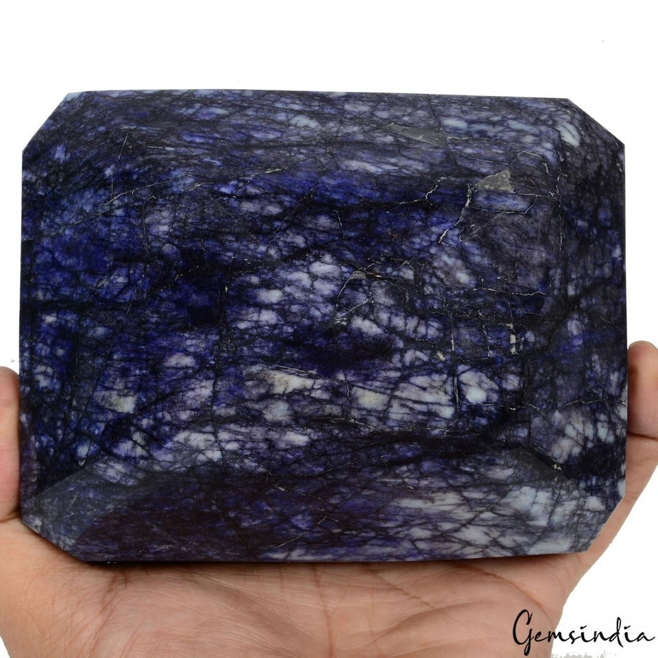 1.8 kilo Natural Deep Blue Beryl Specimen - Large Polished Octagon Cut Gemstone