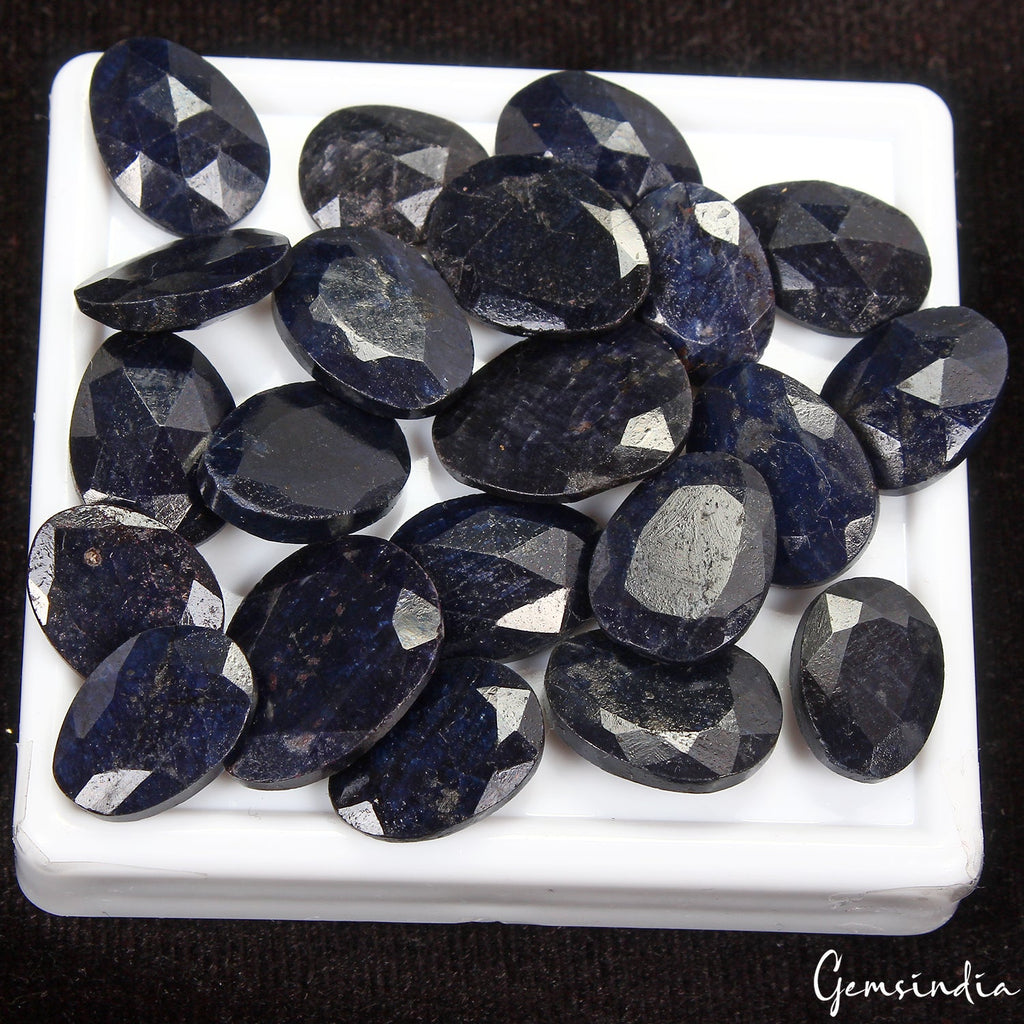 21 Pcs Natural Blue Sapphire Rose Checker Cut 13-18mm Loose Gemstones 173.00 Cts