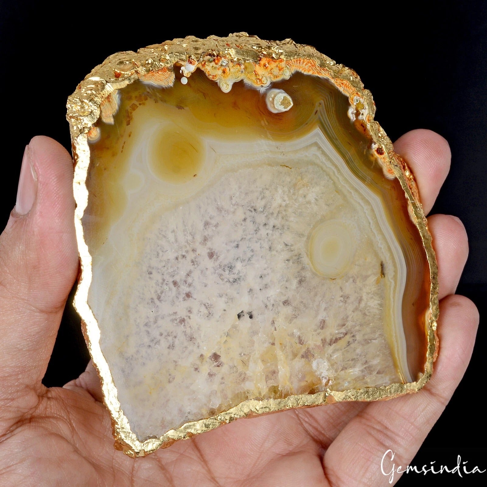 Onyx Rough Specimen, Untreated, Golden — 95x88x6mm, 610 Ct, Madagascar