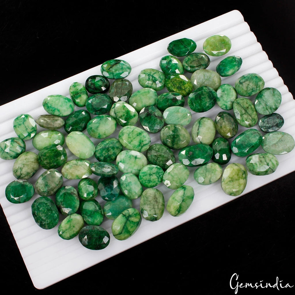 Emerald Lot, Loose Gemstone, Color Enhanced, Green — 66 Pieces, 16mm to 24mm, 1380 Ct, Brazil