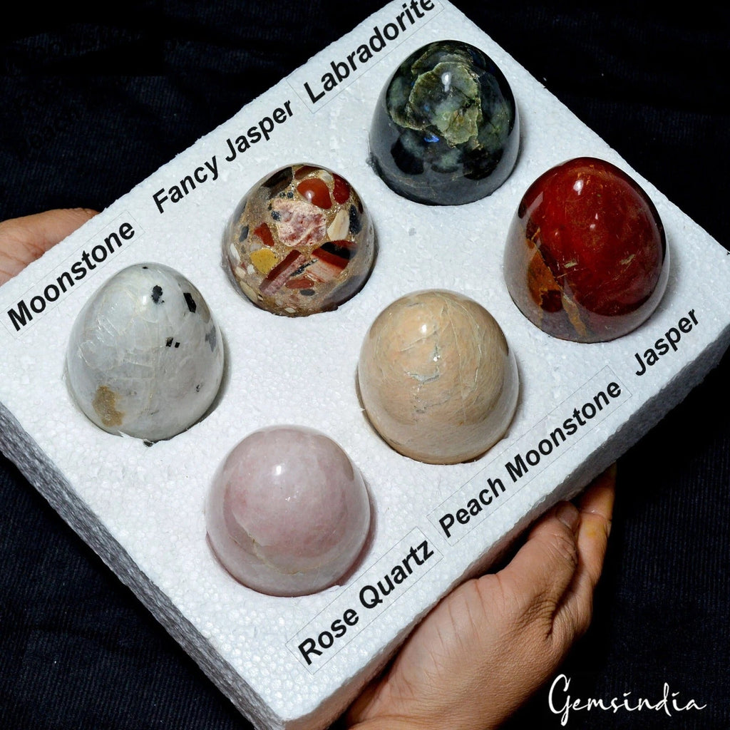 2 Kilo Natural Multi Gemstones Polished Crystal Healing Mineral Eggs /6 Pcs
