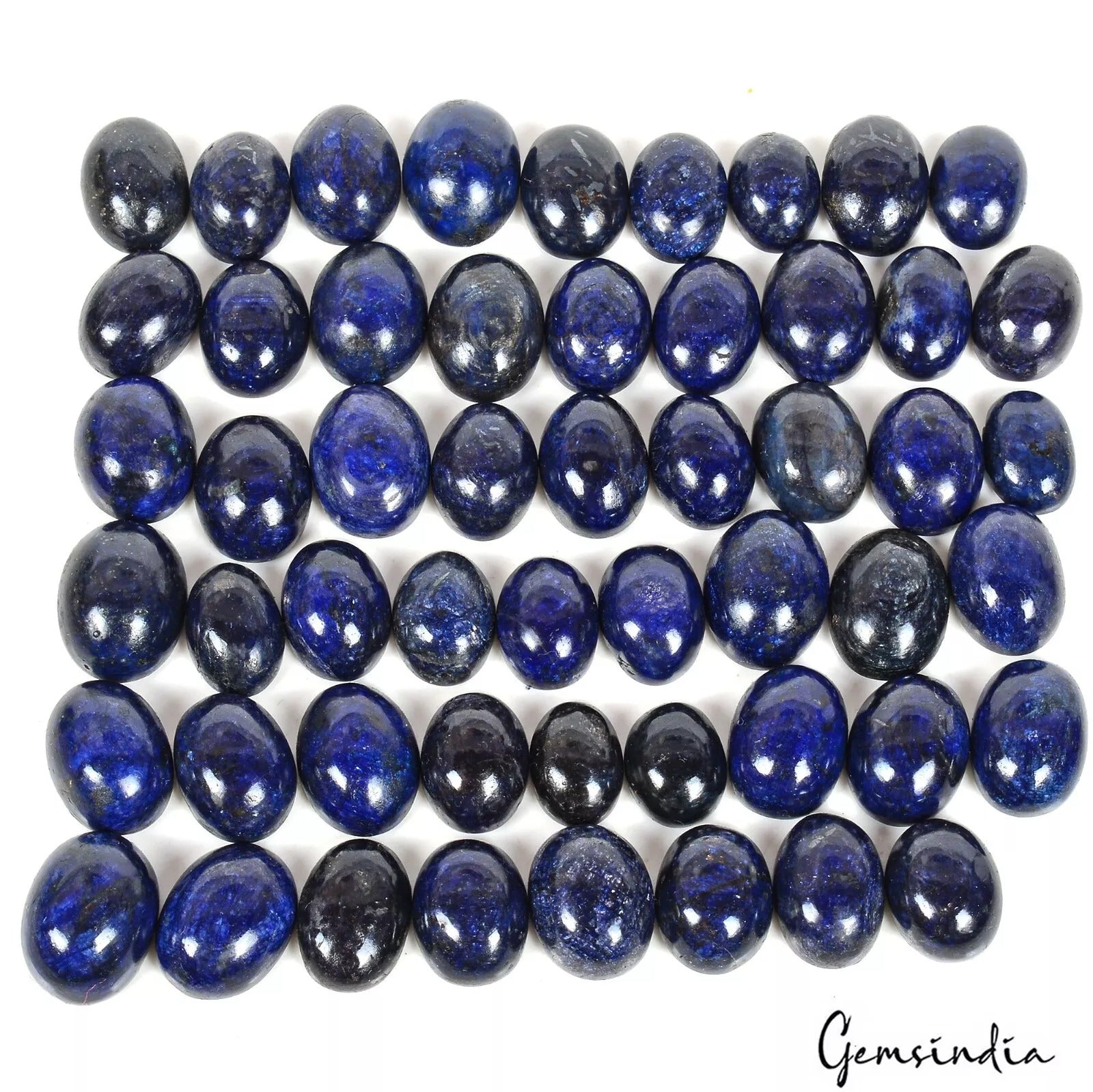 Certified 500 Cts/53 Pcs Natural Blue Sapphire Oval Cab Loose Gems For Jewelr