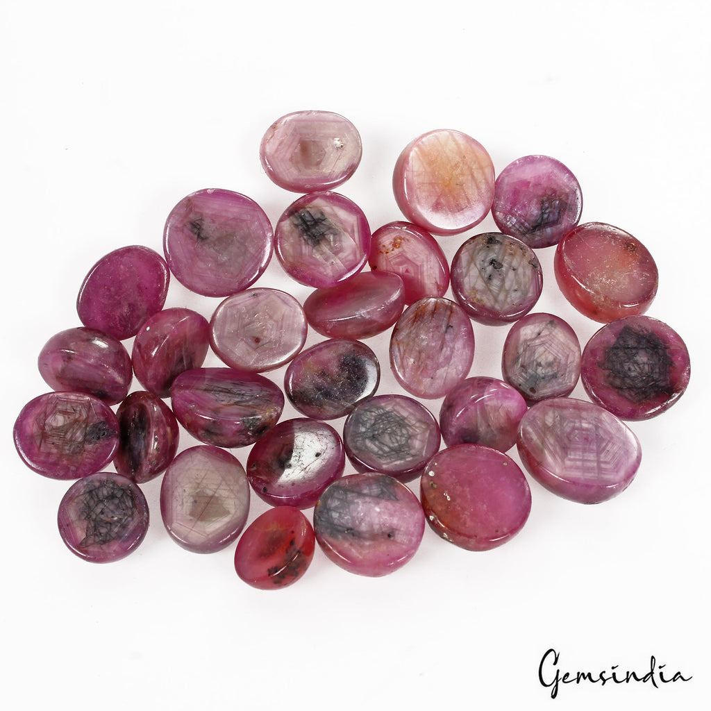Certified 267 Cts/29 Pcs Natural Pink Star Ruby Mixed Cab Loose Gems For Jewelry