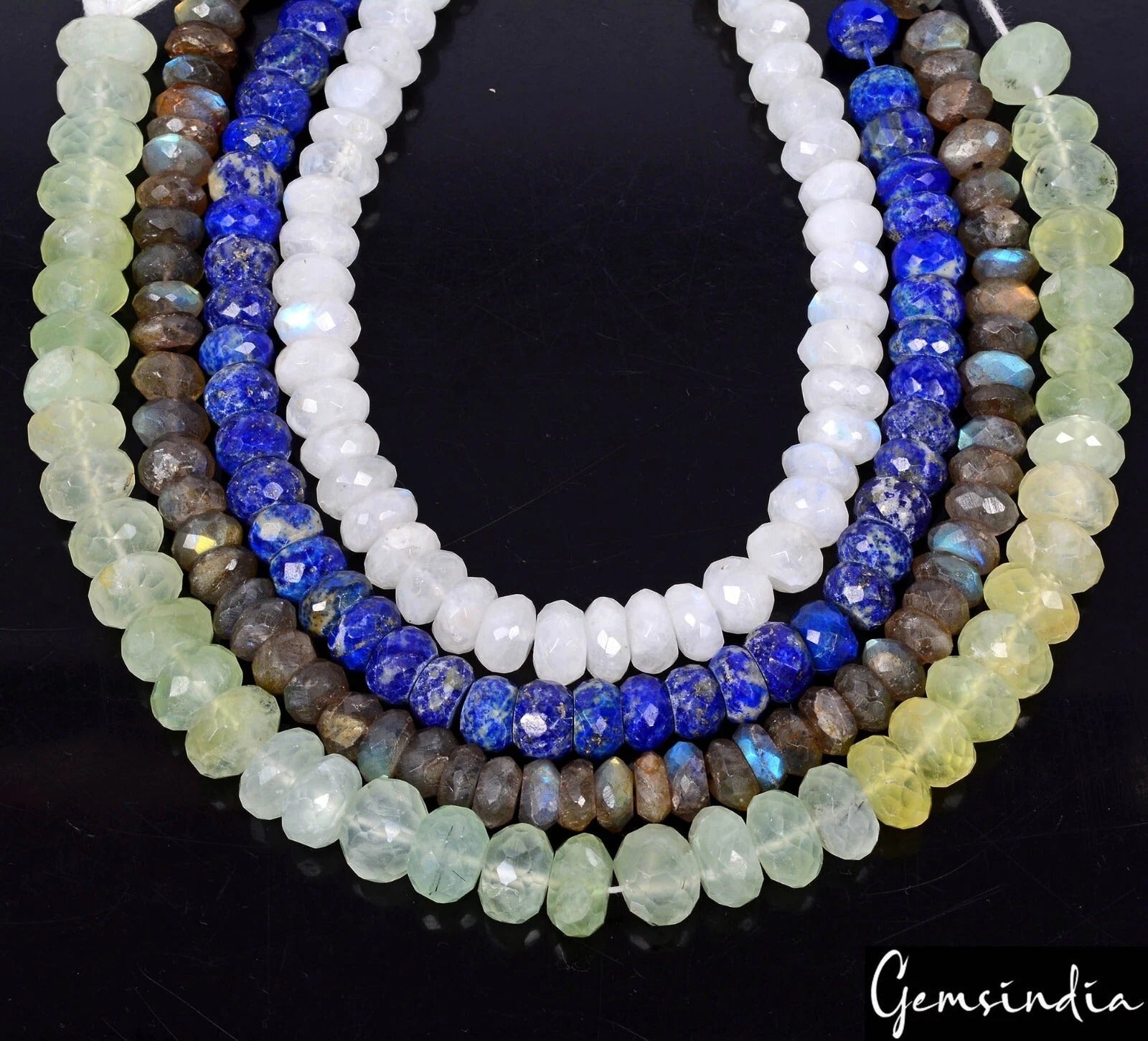 660 Ct/4 Strand Natural Multi Color Mix Gems Round Faceted Cut Drill Beaded Lot