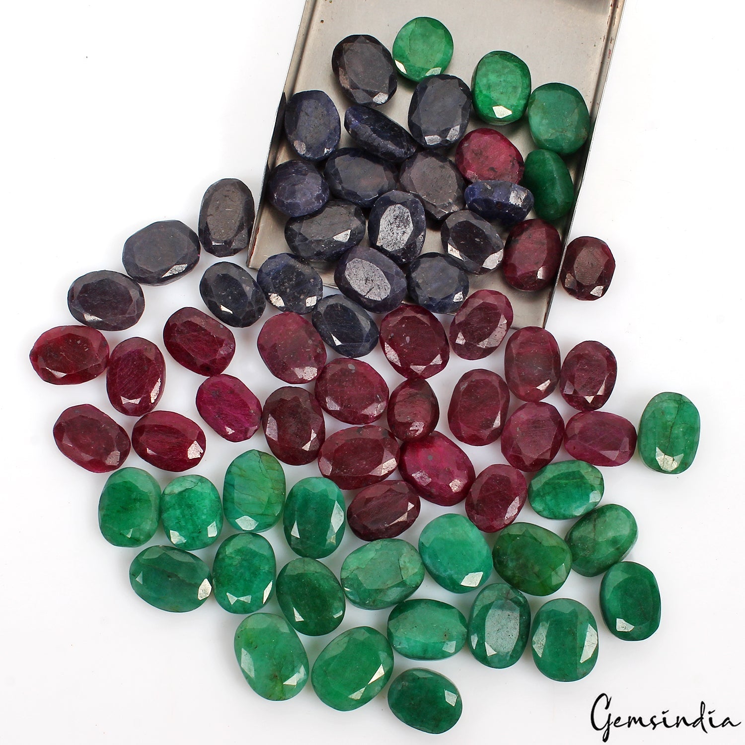 1250 Ct Natural Ruby Emerald Sapphire Oval Cut Faceted Loose Certified Gems Lot