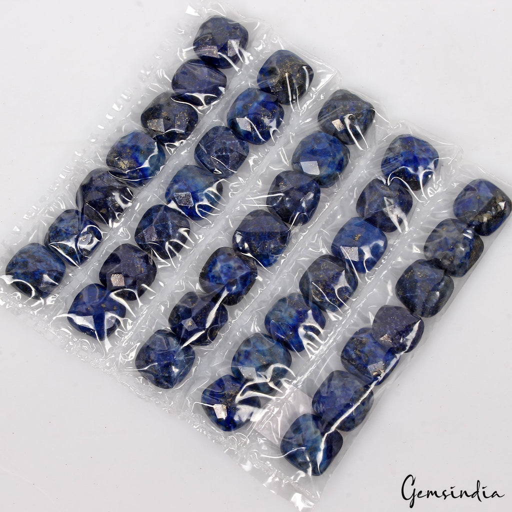 172.40Ct/35Pcs Natural Blue Lapis Lazuli Cushion Checker Cut 10mm Loose Gems Lot