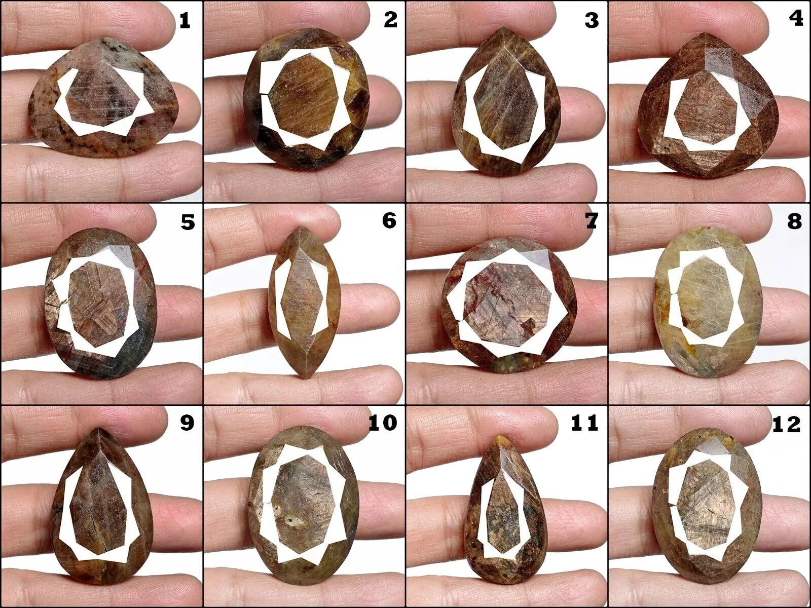 2050 Ct Natural Untreated Golden Brown Sapphire Mix Cut Faceted Loose Gems 12 Pc