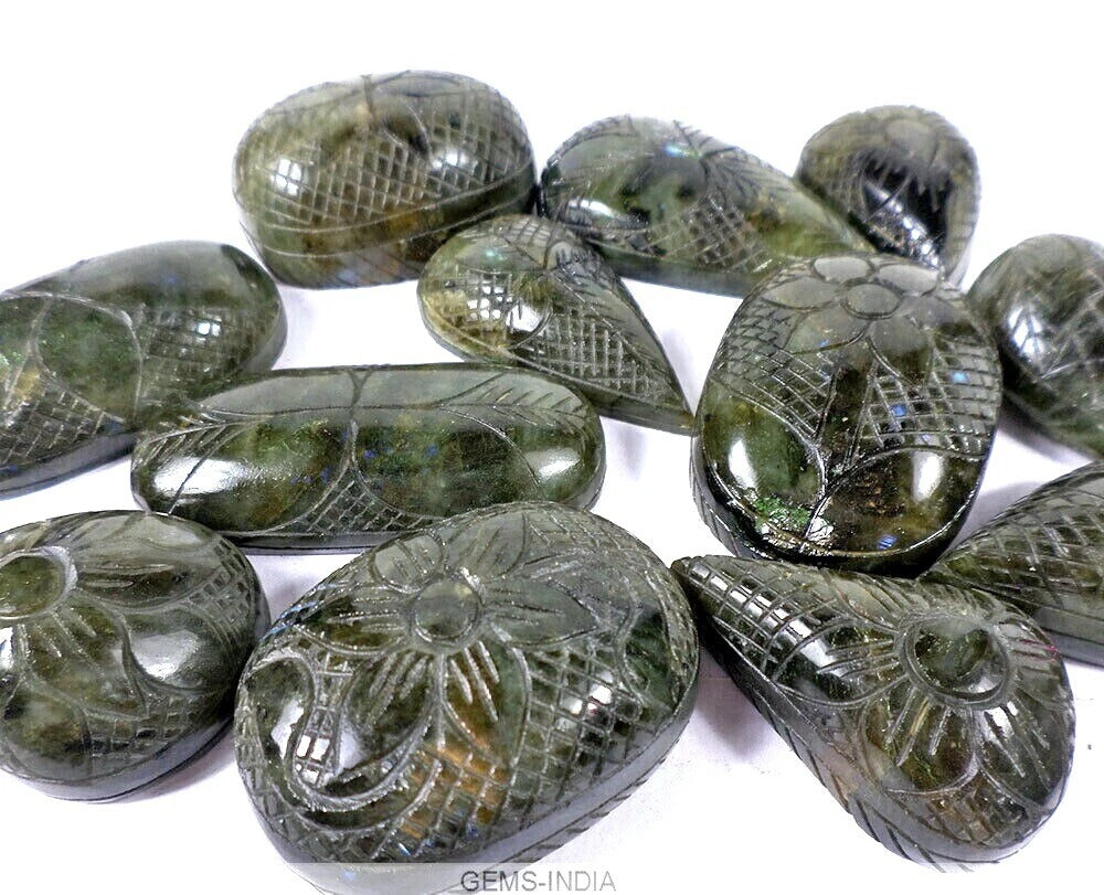 Labradorite Lot, Loose Gemstone — 12 Pieces, 52mm to 80mm, 5080 Ct (1.016 Kg)