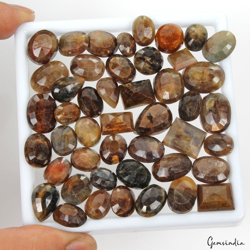 46 Pcs Natural Golden Brown Sapphire Untreated Mix Cut Loose Gemstones 500 Cts