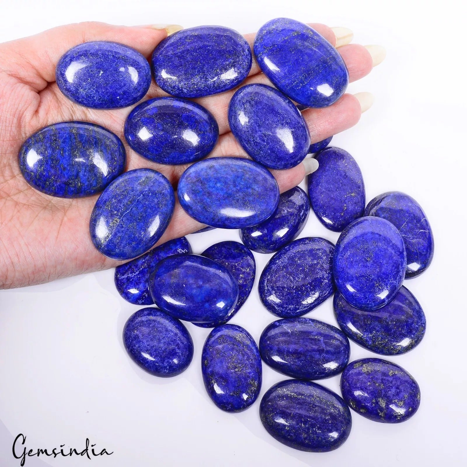 Lapis Lazuli Lot, Cabochon, Oval Cabochon, Color Enhanced — 24 Pieces, 29mm to 38mm, 1430 Ct, Afghanistan