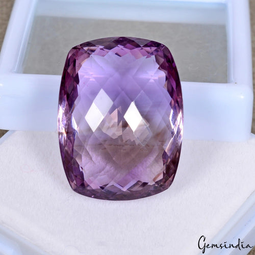 Amethyst Loose Gemstone, Cushion Checker Cut, Untreated — 25 x 19 x 12mm, 43.20 Ct, Brazil