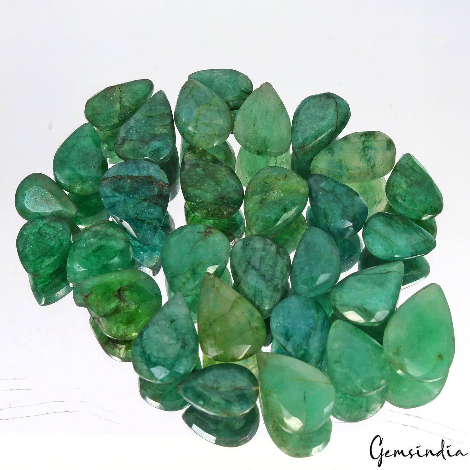 Emerald Lot, Loose Gemstone, Color Enhanced, Green — 29 Pieces, 13mm to 22mm, 300 Ct, Brazil