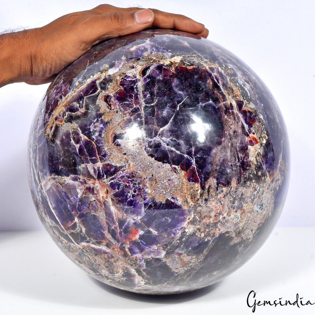 X Large 19.8 Kilo Natural Amethyst Crystal Mineral Sphere Gem /Home Decor~9.5"