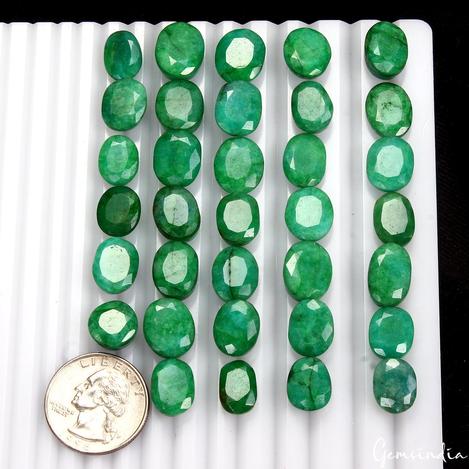 Certified Natural Green Emerald 250.50 Ct Oval Cut Loose Ring Size Gems 34 Pcs