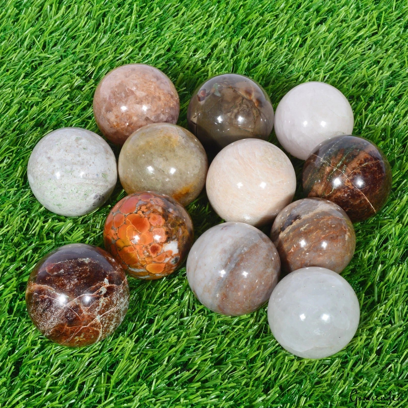 Wholesale Lot 12 Pcs Natural Multigems Ball Healing Crystal Spheres Collectible