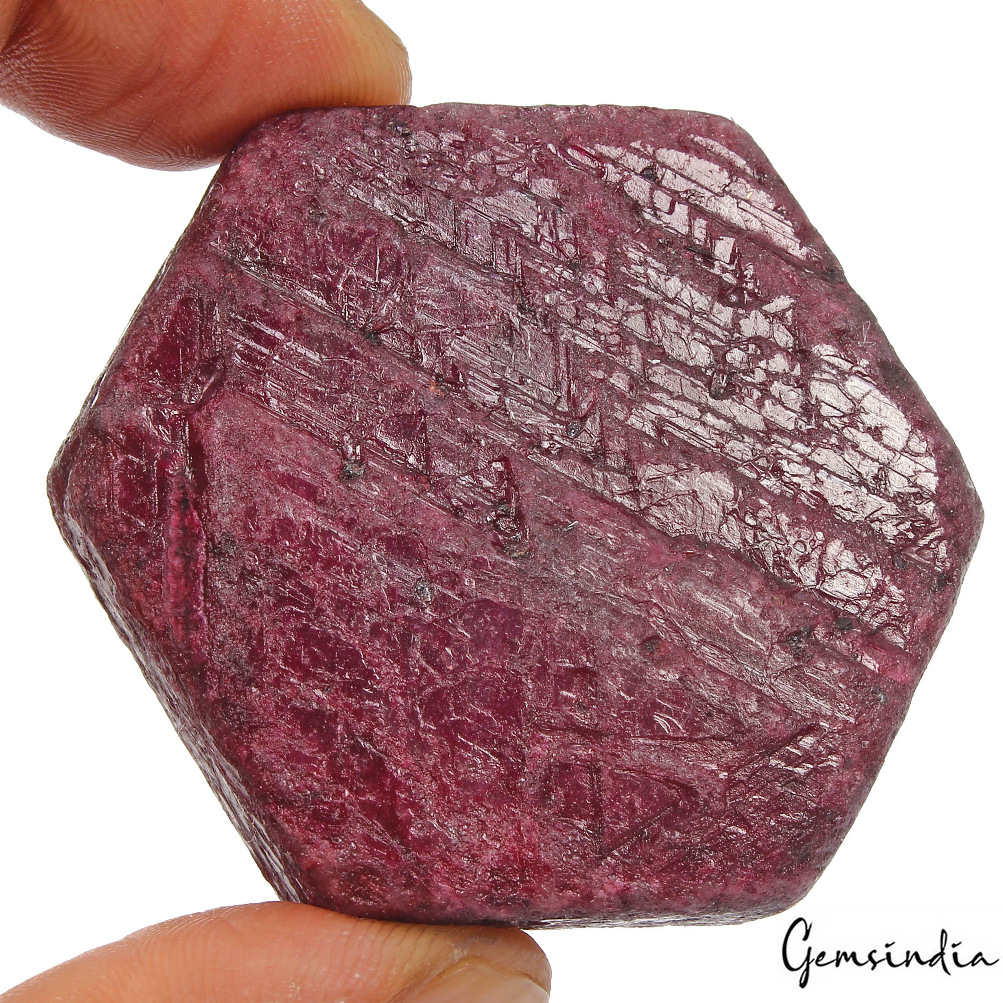 480 Cts Natural Red Ruby Earth Mined Hexagon Cut Druzy Rough Loose Huge Size Gem