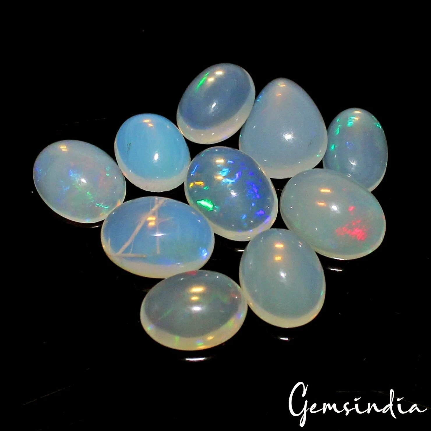 15 Ct Natural Untreated Welo Opal Multi Shine Mix Cabochon Loose Gemstone Lot