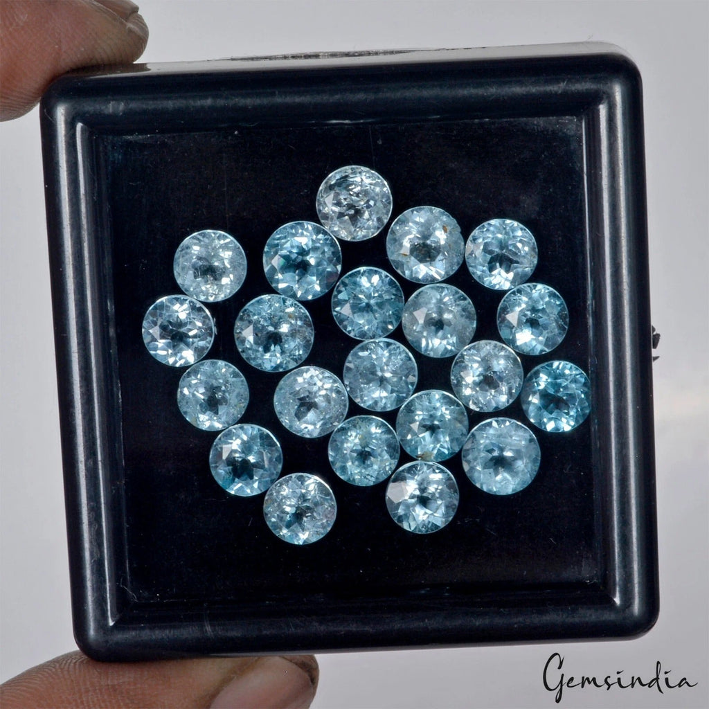VVS 21 Pcs Natural Sky Blue Topaz 5mm Round Cut AAA Quality Loose Gemstone Lot