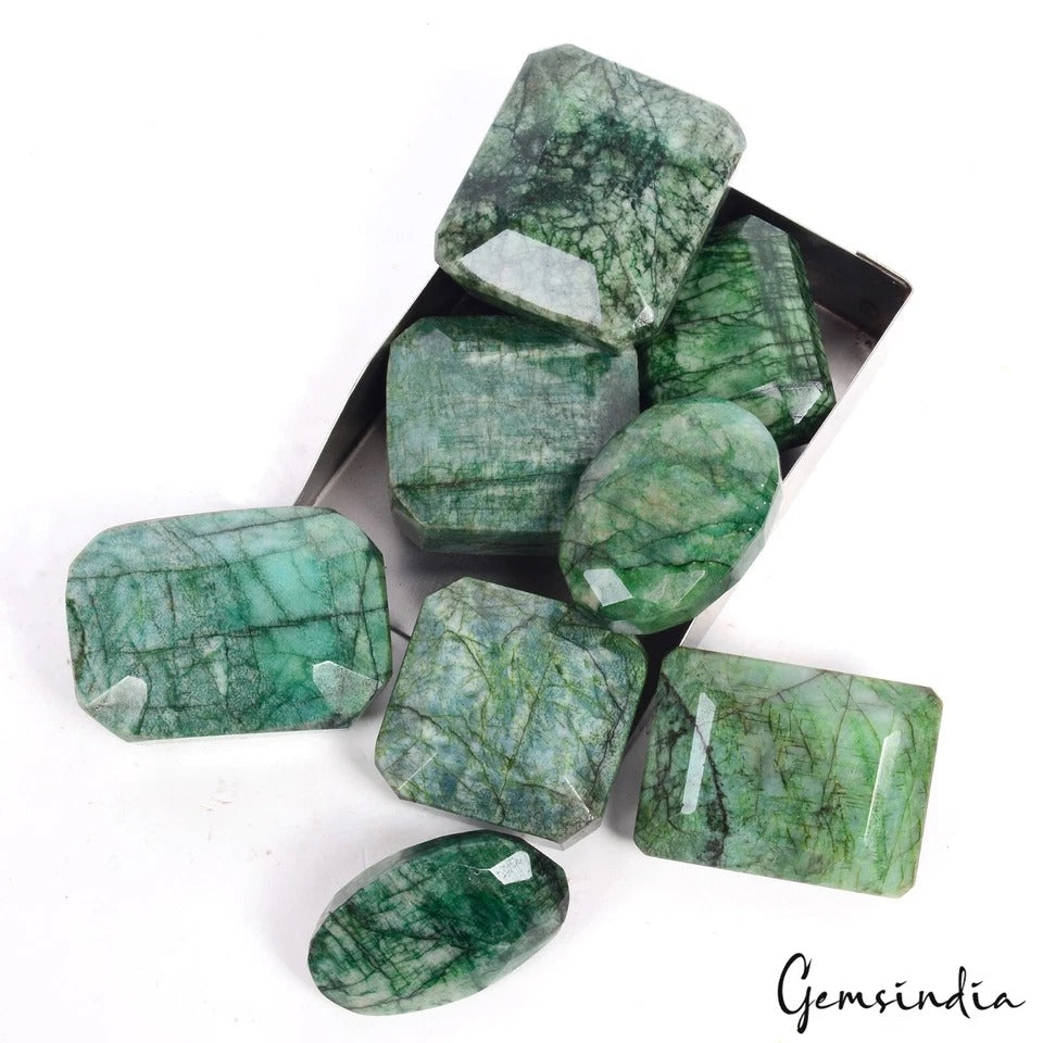 2560 Cts/8 Pcs Natural Brazilian Green Emerald Mix Cut Loose Gems Wholesale Lot