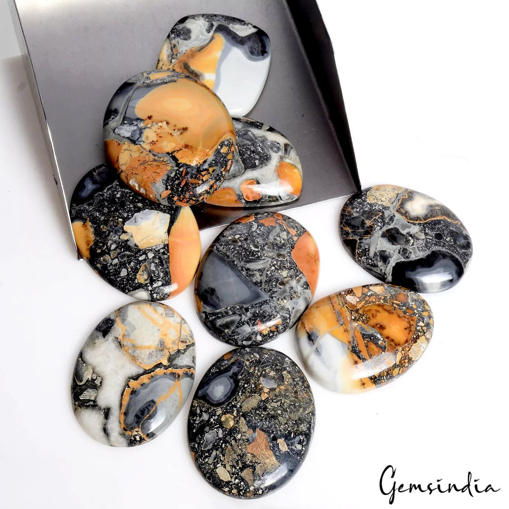 500 Ct Natural Untreated Magliano Jasper Mix Cabochon Loose Gemstone Lot 9 Pcs