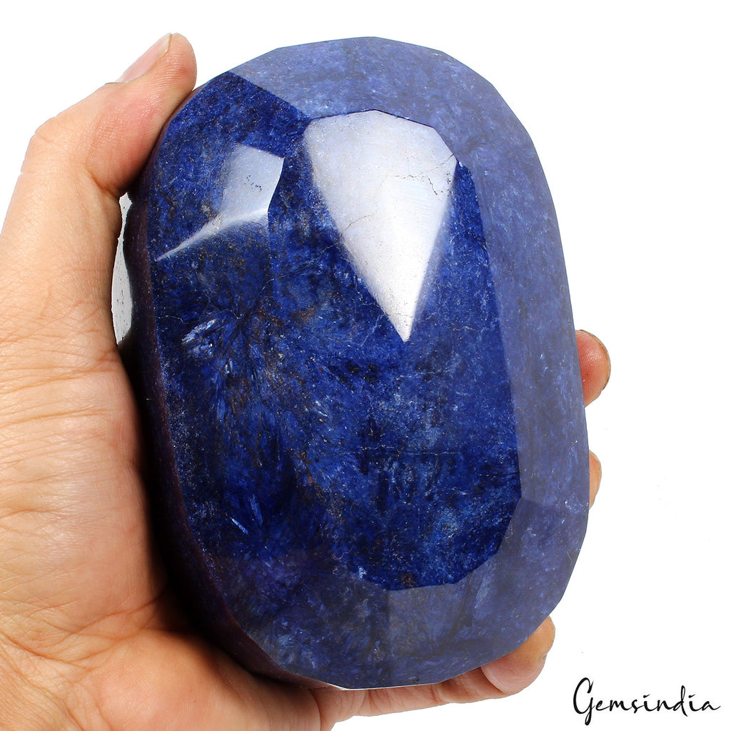 1.9 kg Large Natural Blue Sapphire Oval Cut Huge Polished Decorative Specimen