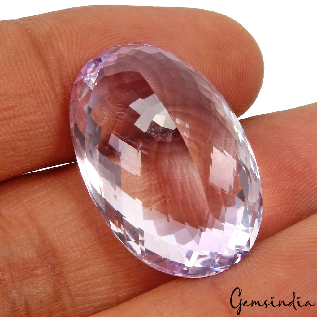 Certified 43.40 Cts Natural Untreated Purple Amethyst Oval Checker Cut Loose Gem