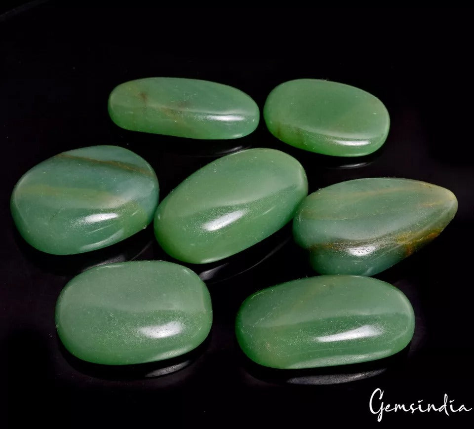 Green Aventurine Lot, Loose Gemstone, Untreated — 7 Pieces, 40mm to 50mm, 1000 Ct, Madagascar