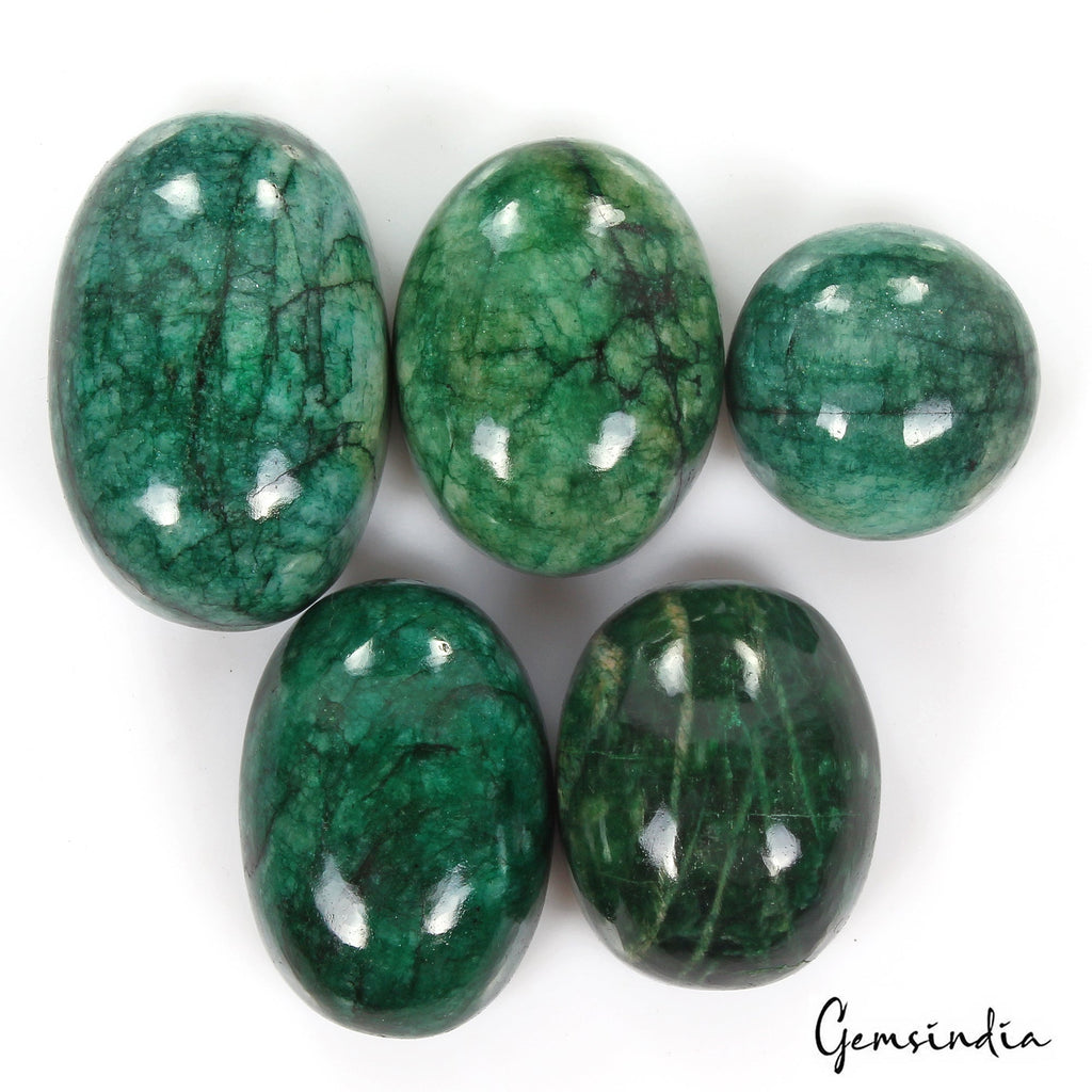 2060 Ct Natural Green Zambian Emerald Mix Cab Earth Mined Loose Gems Lot 5 Pcs
