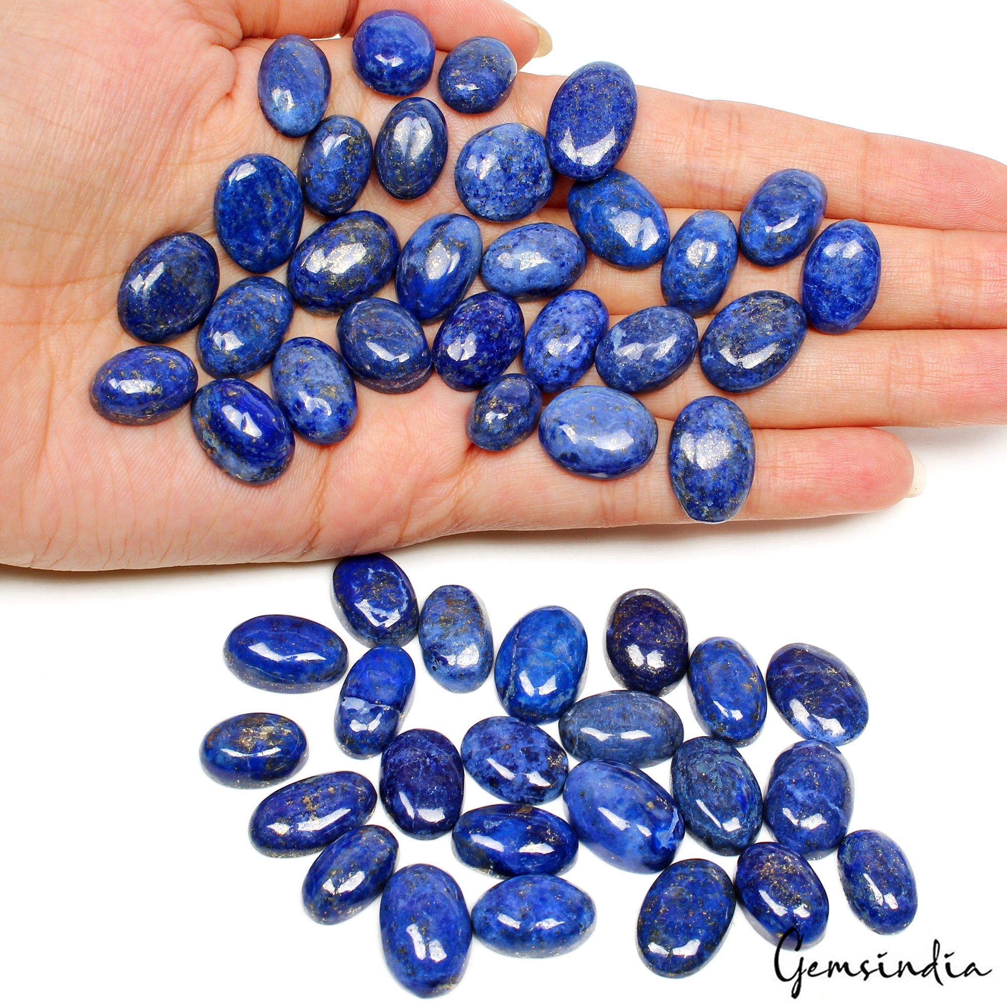 430 Ct Natural Blue Lapis Lazuli Oval Cab Loose Wholesale Gemstones Lot 51 Pcs