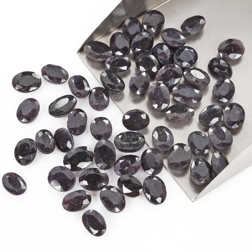 350 Ct/54 Pcs Natural African Dark Blue Sapphire Oval Faceted Loose Cut Gems Lot