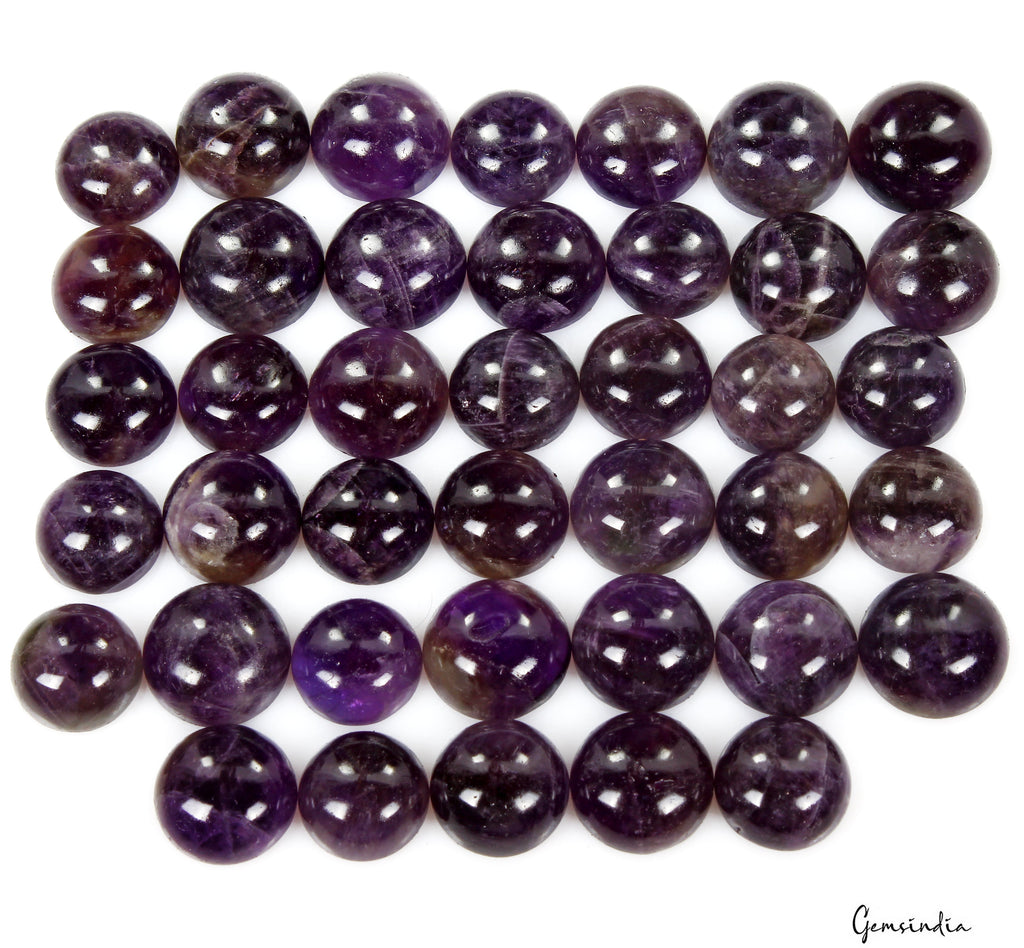 460 Ct Natural Dark Purple Amethyst Round Cab 13-16mm Loose Untreated Gems~40 Pc