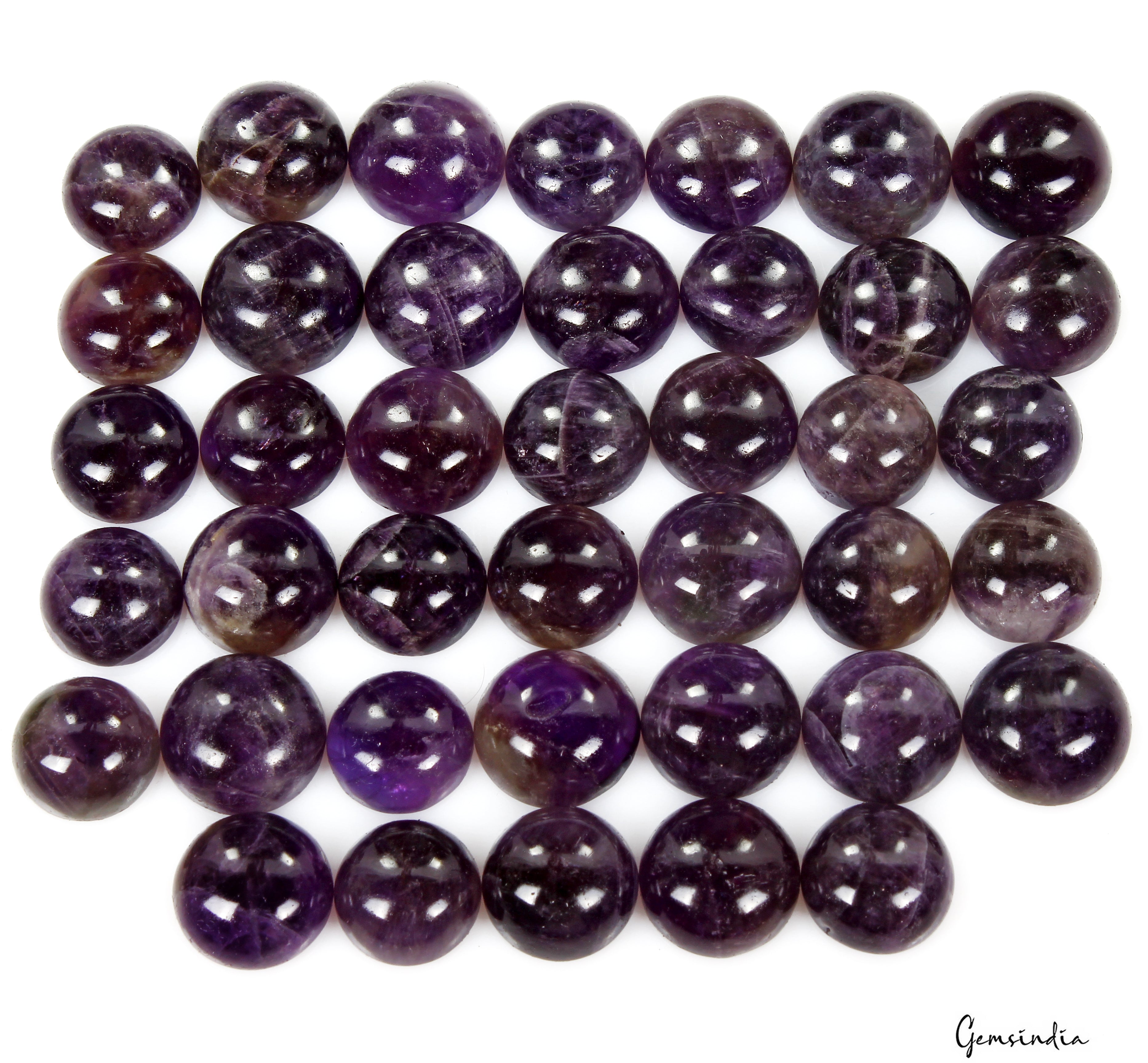 460 Ct Natural Dark Purple Amethyst Round Cab 13-16mm Loose Untreated Gems~40 Pc