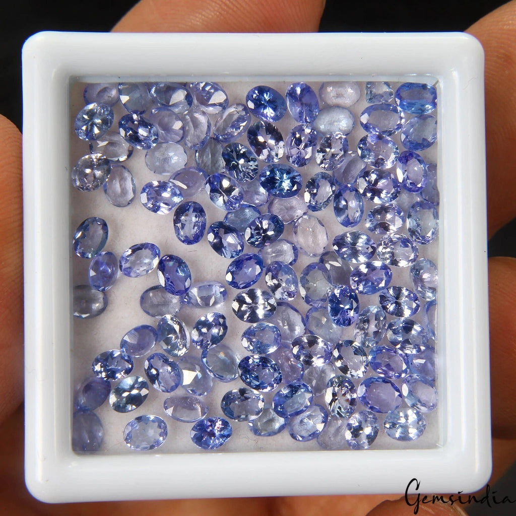 15.10 Ct Natural Violet Blue Tanzanite AAA Oval Cut 4x3mm Loose Gems Lot~103 Pcs