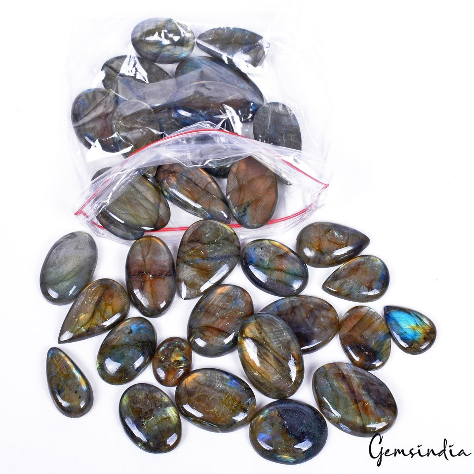 870 CtS/33 Pcs Natural Untreated Color Play Multi Shine Labradorite Mix Cab Gems
