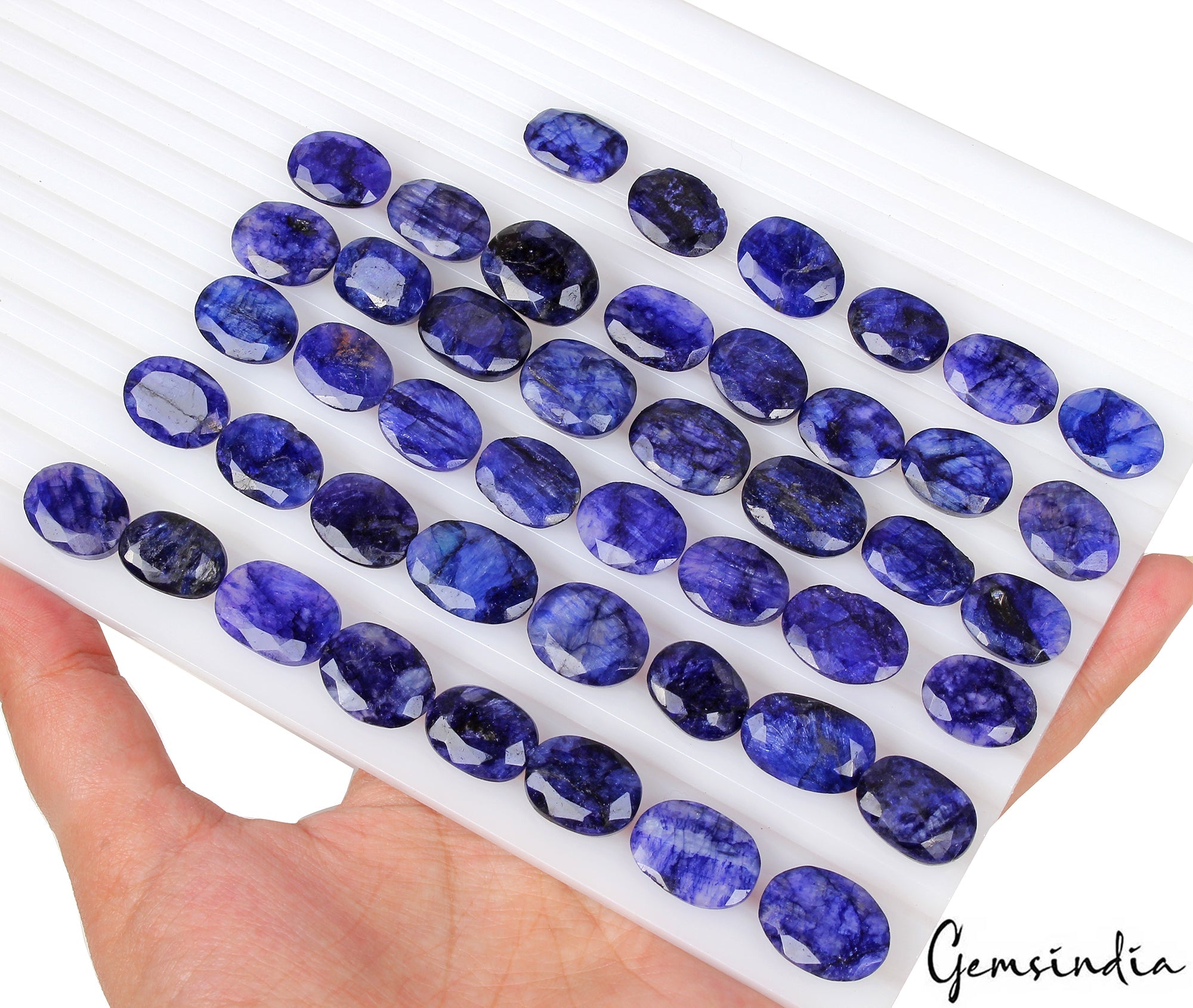 460 Ct/46 Pcs Natural Royal Blue Beryl Oval Faceted Loose Gems Lot For Jewelry