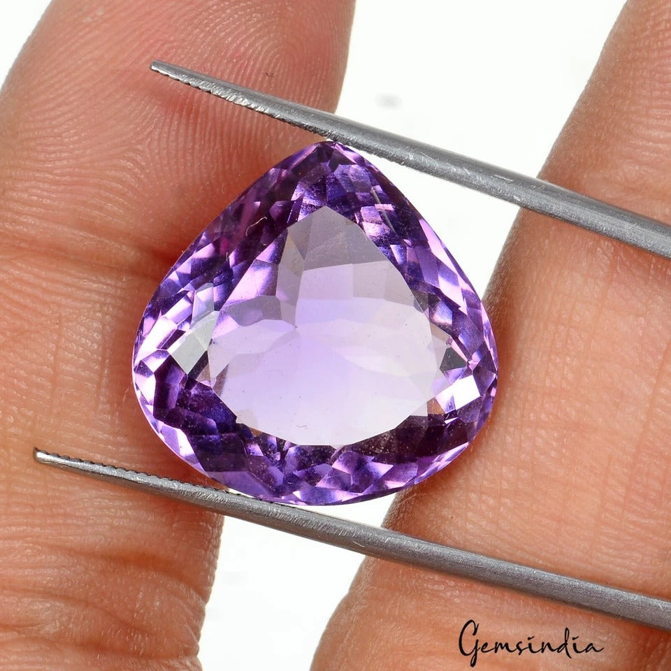 21.00 Ct. Natural VVS Purple Amethyst Pear Faceted Cut Loose Untreated Gemstone