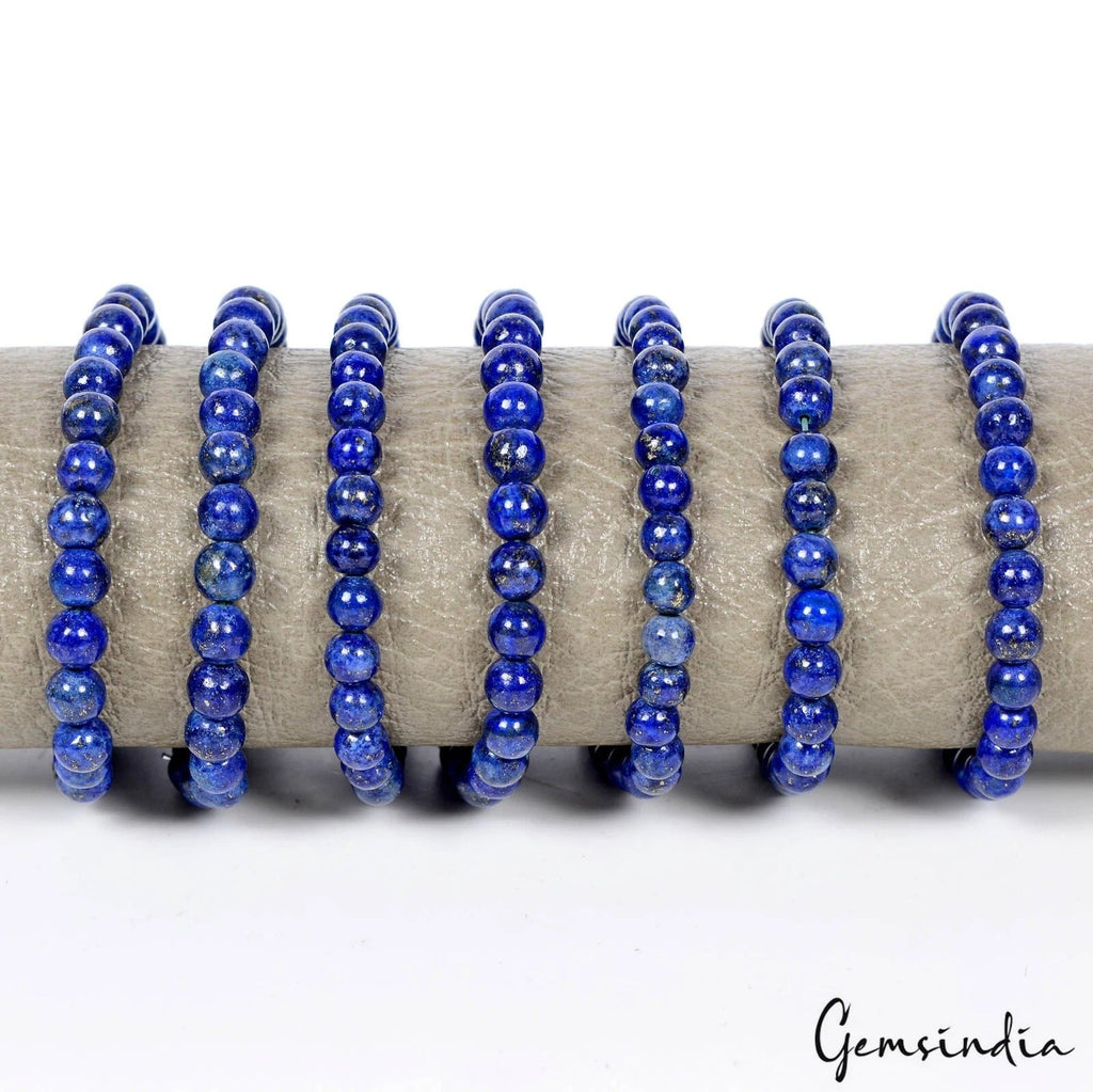 420 Ct/7 Pcs Natural Blue Lapis Lazuli Gems Beaded Stretchable Handmade Bracelet