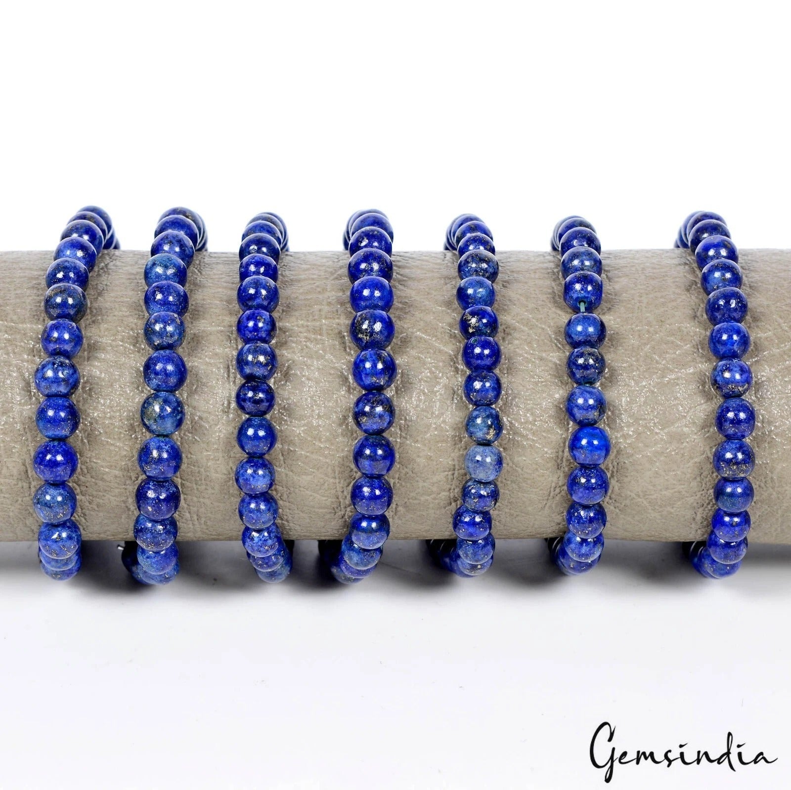 420 Ct/7 Pcs Natural Blue Lapis Lazuli Gems Beaded Stretchable Handmade Bracelet