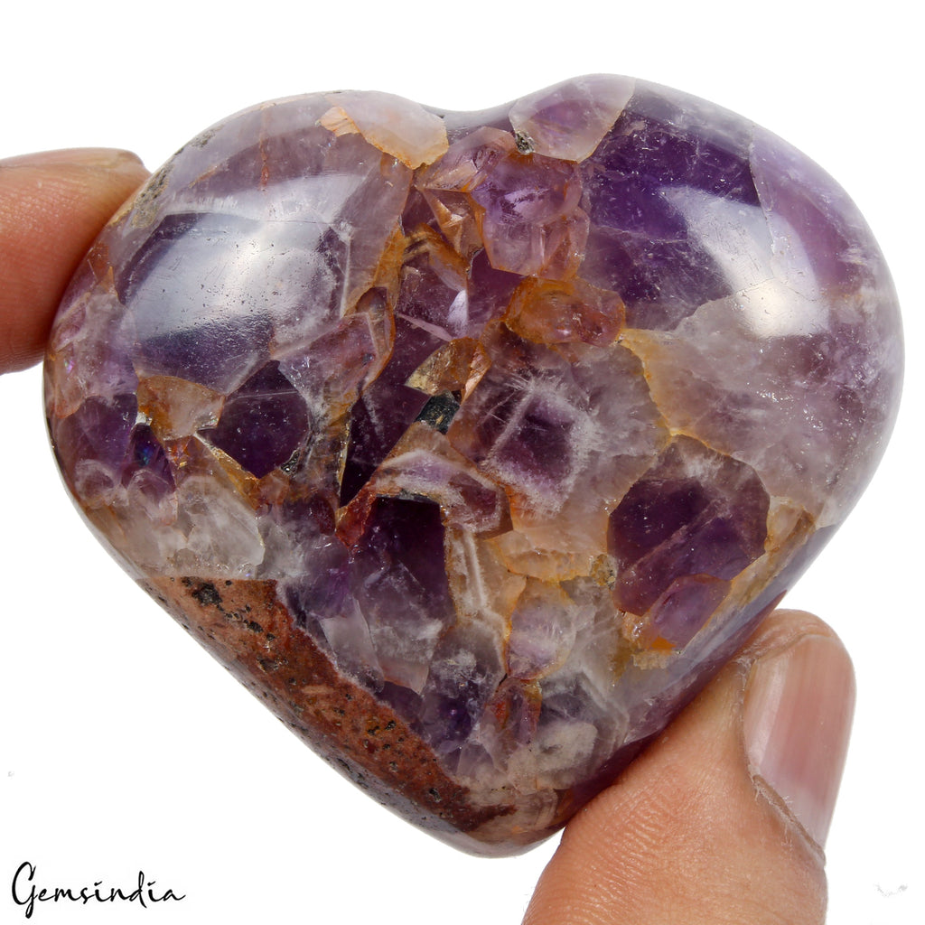 Natural Amethyst Quartz Healing Purple Crystals Yoga Reiki Meditation Heart 52mm